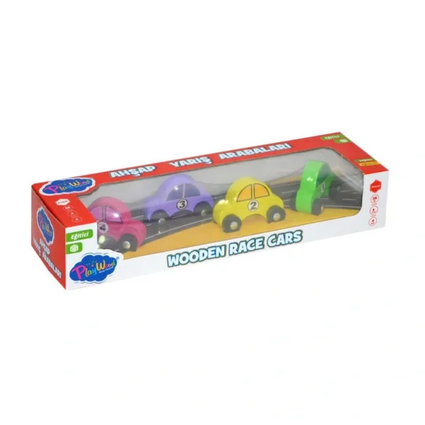 Nessiworld 380-ONY Onyıl, Playwood Ahşap Yarış Arabası 4lü