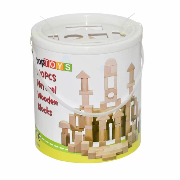 Nessiworld -8831 Natural Ahşap Blok Seti 100 Parça -Chiva