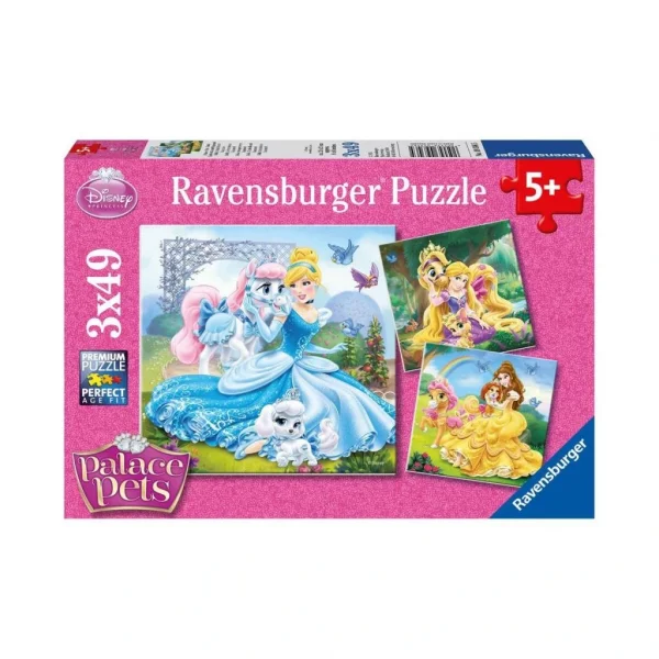 Nessiworld 93465 Palace Pets Belle, Cinderella, Rapunzel 3x49 parça Ravensburger Puzzle