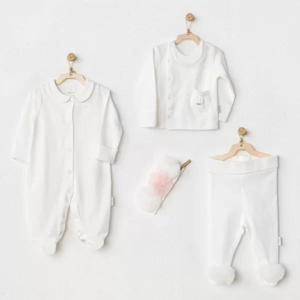 Nessiworld    AC24501 Petit Love Newborn Tüllü 4 Parça Set Ekru