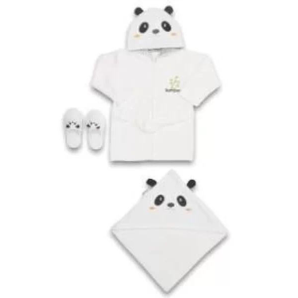 Nessiworld  Baby Panda Bebe Bornoz Seti 30037 Beyaz