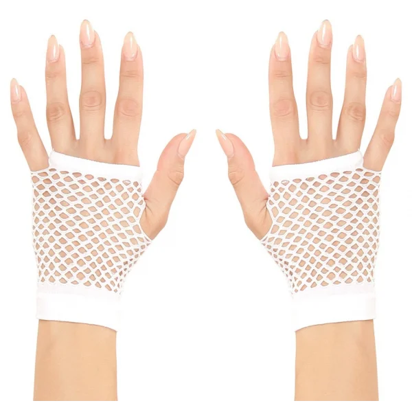 Nessiworld Beyaz Renk Kısa Boy Fileli Örgü Eldiven