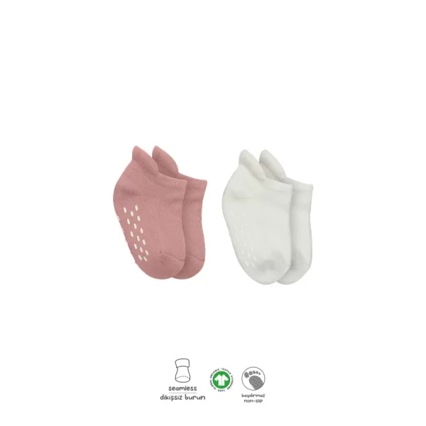Nessiworld Bistyle 2Li Altı Havlu Sneakers Kaymaz Çorap 20501 Ekru Pudra
