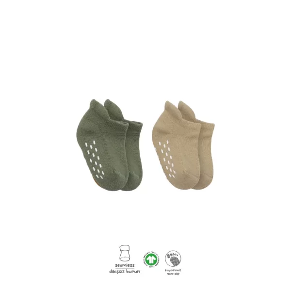 Nessiworld Bistyle 2Li Altı Havlu Sneakers Kaymaz Çorap 20501 Nil Bej