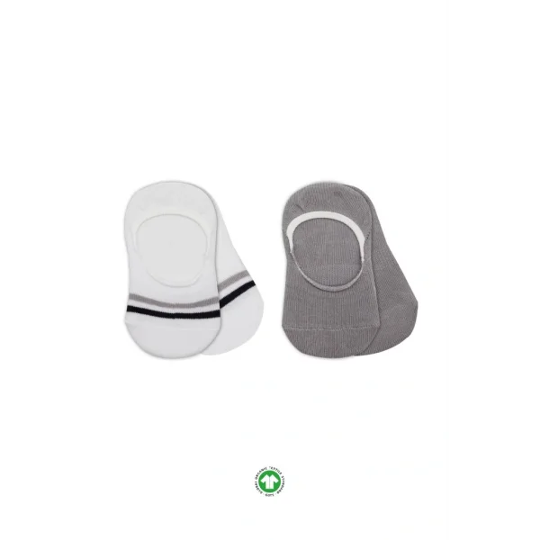 Nessiworld Bistyle 2Li Penye Babet Silikon Çemberli Çorap 30102 Gri Beyaz