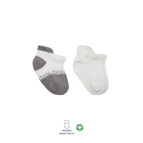 Nessiworld Bistyle 2Li Penye Sneakers Çorap BS20105 Ekru Gri