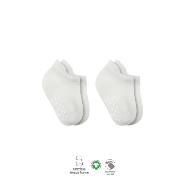 Nessiworld Bistyle 2Li Sneakers Kaymaz Basic Penye Çorap BS20103 Ekru Ekru
