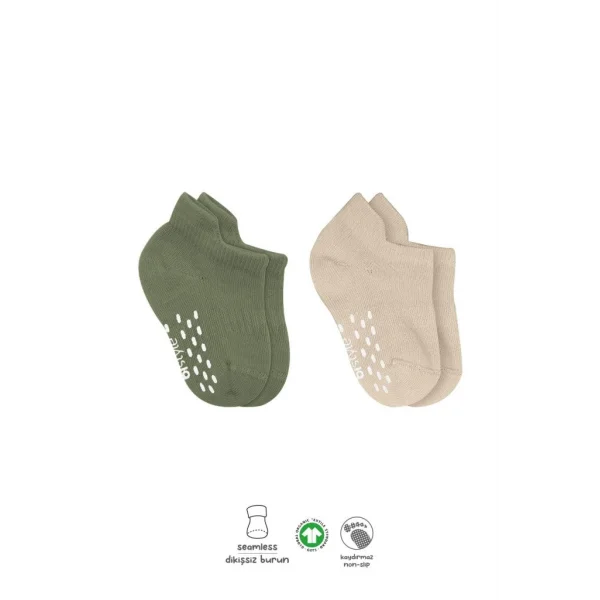 Nessiworld Bistyle 2Li Sneakers Kaymaz Colours Penye Çorap BS20104 Nil Bej