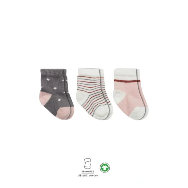 Nessiworld Bistyle 3Lü Penye Kız Soket Çorap BS10112 Gri