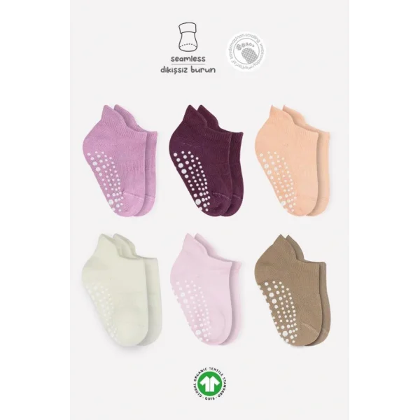 Nessiworld Bistyle 6Lı Sneakers Kaymaz Penye Çorap BS20102 Gül Kurusu