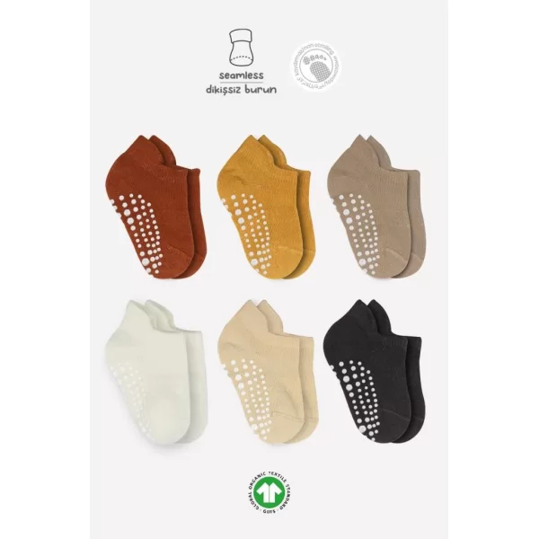 Nessiworld Bistyle 6Lı Sneakers Kaymaz Penye Çorap BS20102 Toprak
