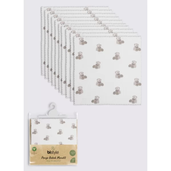 Nessiworld Bistyle Bear 20x20 10Lu Penye Mendil 90162 Ekru