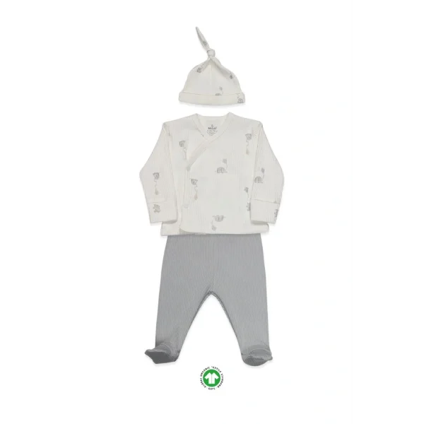 Nessiworld Bistyle Flying Elephant 3Lü Zıbın Takım 13111 Ekru Gri