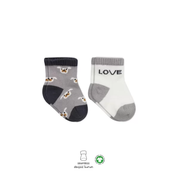 Nessiworld Bistyle Love Dog Penye Soket Çorap 2Li BS10118 Gri
