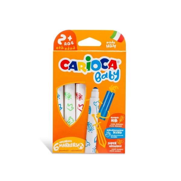 Nessiworld Carioca Jumbo Bebek Süper Yıkanabilir Keçeli Boya Kalemi 6Lı +2 Yaş