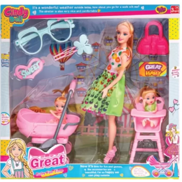 Nessiworld Cindy Doll Pusetli ve Mama Sandalyeli Bebek 02456