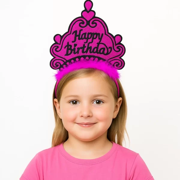 Nessiworld Fuşya Happy Birthday Prenses Tacı – Doğum Günü Taç Aksesuarı