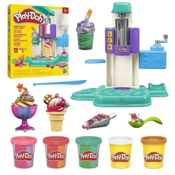 Nessiworld G0028 Play-Doh Gökkuşağı Dondurma Makinesi Oyun Seti+3 yaş
