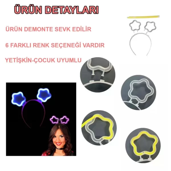 Nessiworld Glow Stick Karanlıkta Yanan Fosforlu Yıldız Taç 12 Adet