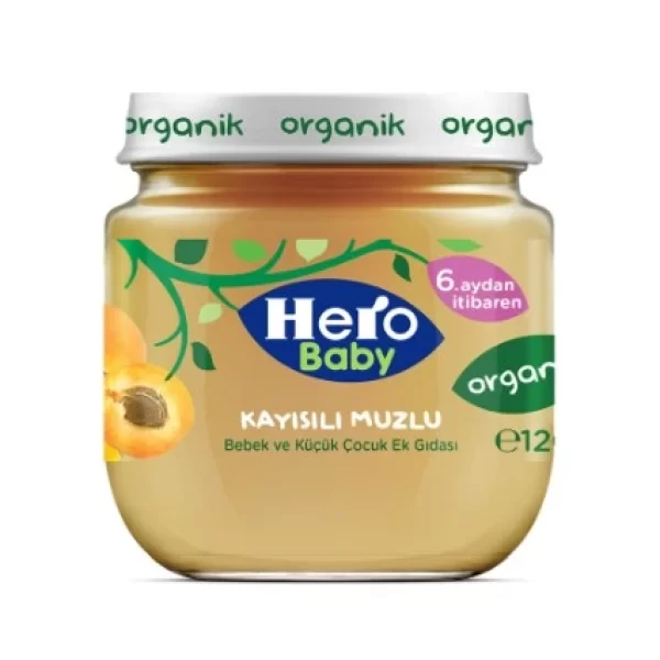 Nessiworld Hero Baby Organik Kayısı Muz Püresi Kavanoz Mama 120 Gr