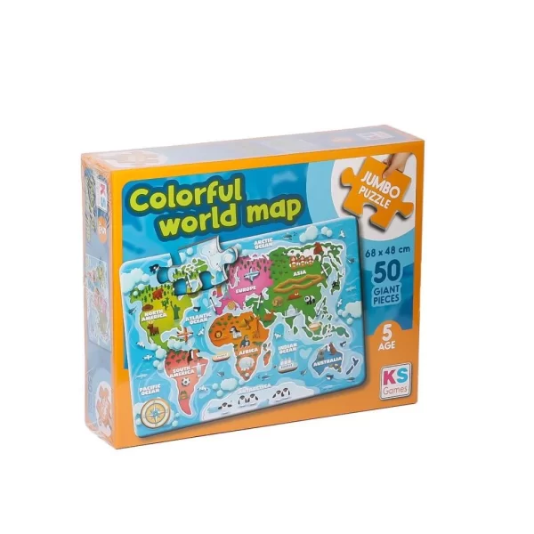 NessiWorld JP 31015 Colorful World Map Jumbo Puzzle 50 Parça - Puzzle