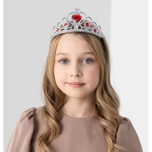Nessiworld Kalp Taşlı Kırmızı Renk Karlar Ülkesi Elsa Anna Frozen Tacı