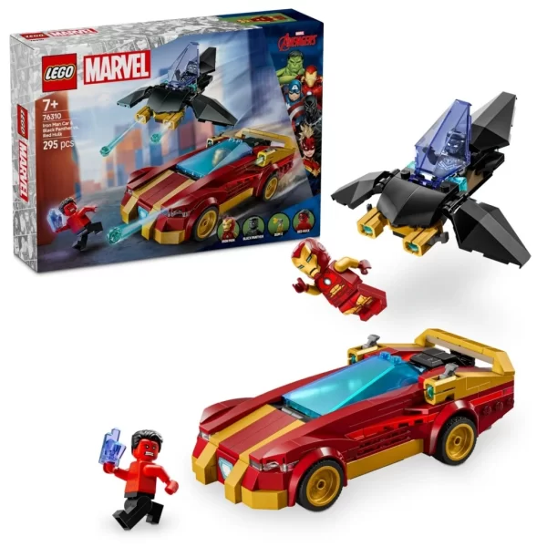 Nessiworld LEGO Marvel Iron Man Arabası ile Black Panther, Red Hulk’a Karşı İnşa Edilebilen Oyun Seti 76310