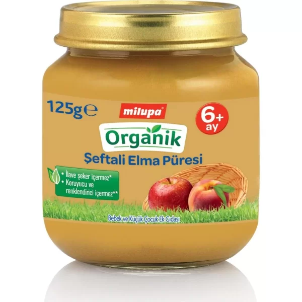 Nessiworld Milupa Organik Şeftali Elma Püreli Kavanoz Maması 125 Gr