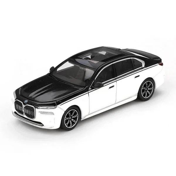 Nessiworld Mini GT 1/64 BMW i7 xDrive60 Alpine White / Black Sapphire - Blister Paket