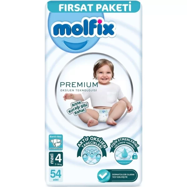 Nessiworld Molfix Premium Bebek Bezi Fırsat Paketi 4 Beden 7-14 Kg 54 Adet