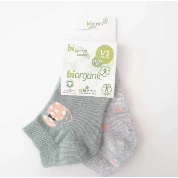 Nessiworld Nessiworld Bibaby Biorganic Cat 2Li Yaş Patik Çorap 68427 Mint Gri