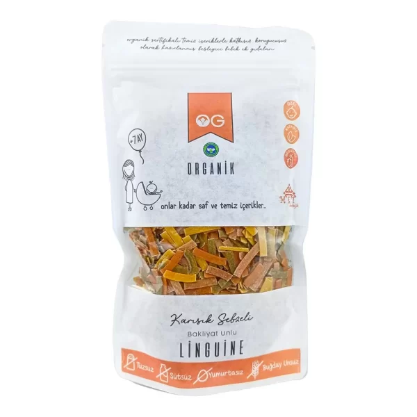 Nessiworld OG Natural Organik Karışık Sebzeli Bakliyat Unlu Şerit Makarna Linguine 200 Gr