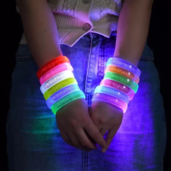 Nessiworld Pembe Led Işıklı Baskı Yapılabilen Pilli Bileklik Bilezik 1,5 cm Genişlik