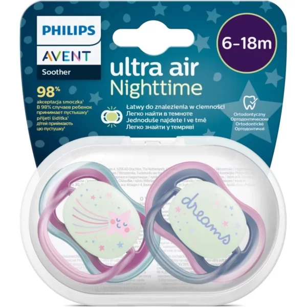 Nessiworld Philips Avent Ultra Air Gece Emzik 6-18 Ay Kız