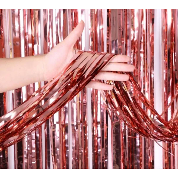 Nessiworld Rose Gold Püsküllü Kapı Perdesi - Parti, Bekarlığa Veda, Doğum Günü 1x2 m