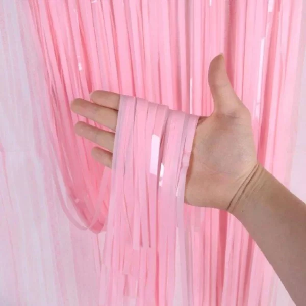 Nessiworld Soft Pembe Püsküllü Kapı Perdesi - Parti, Baby Shower, Cinsiyet Partisi 1x2 m