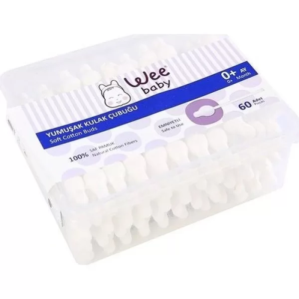 Nessiworld  Wee Baby Yumuşak Kulak Temizleme Çubuğu Emniyetli (60Adet) 894