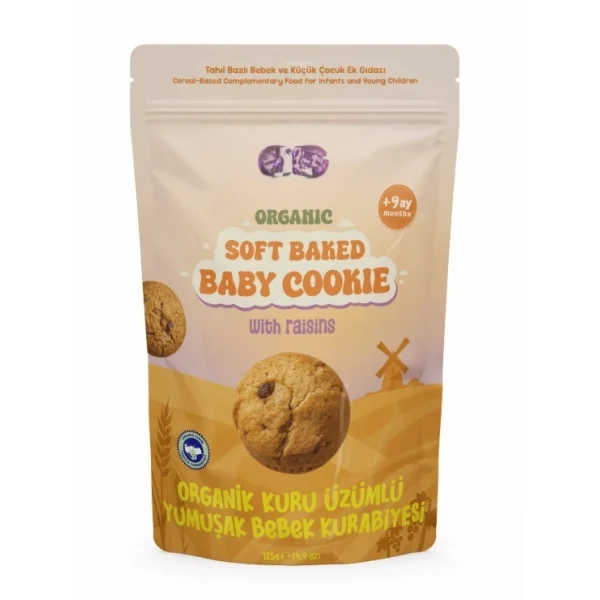 Organik Kuru Üzümlü Yumuşak Bebek Kurabiyesi 125g