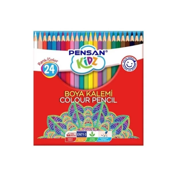PENSAN KİDZ KURU BOYA 24 RENK TAM BOYA KALEMİ