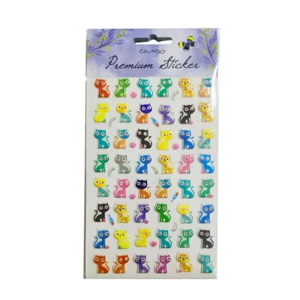Puf Sticker Balıklı Kedi