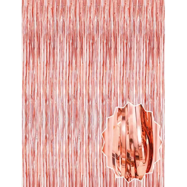 Rose Gold Püsküllü Kapı Perdesi - Parti, Bekarlığa Veda, Doğum Günü 1x2 m