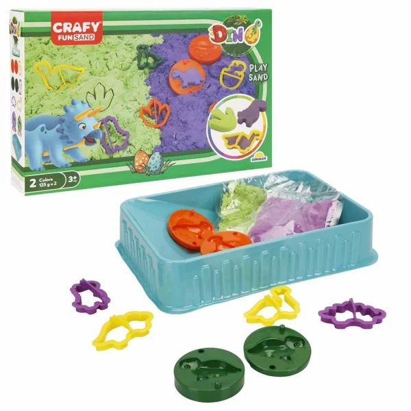 S02003618 OYUN KUM SET DINO 2X125GR.MOR/YŞL.11PRÇ