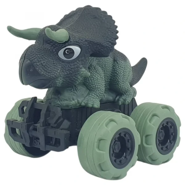 Sürtmeli Dinazor Arabalar  cm - H-20 - Triceratops - Yeşil