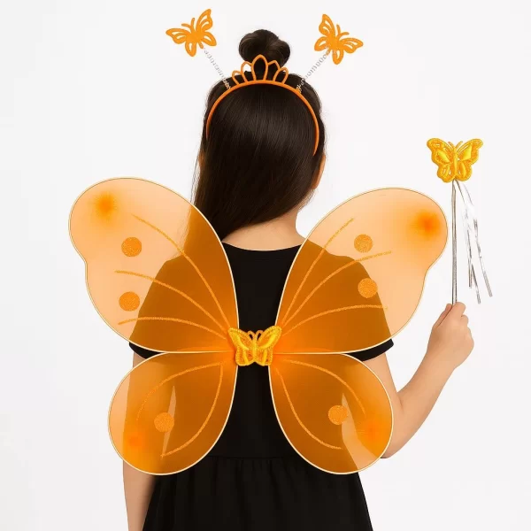Tcu Kelebek Kız Seti – 50 cm Kelebek Kanadı, Taç ve Asa