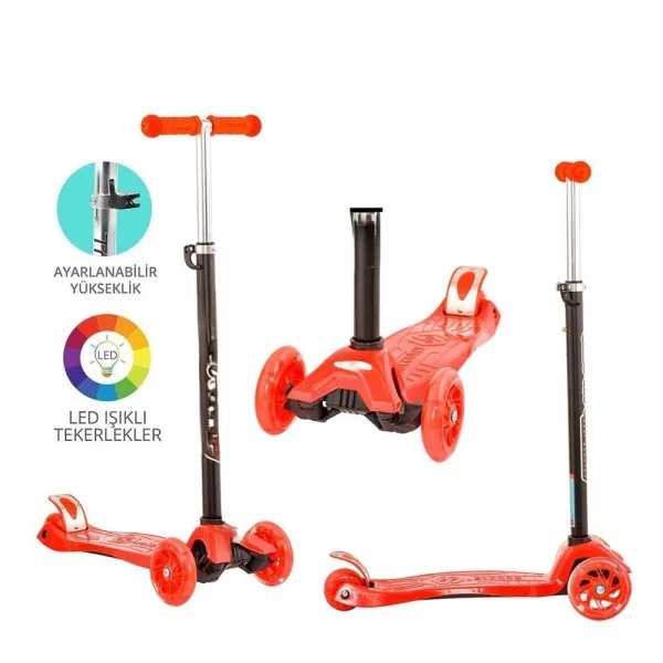 Torutoys Kırmızı Twist Işıklı Scooter Kırmızı