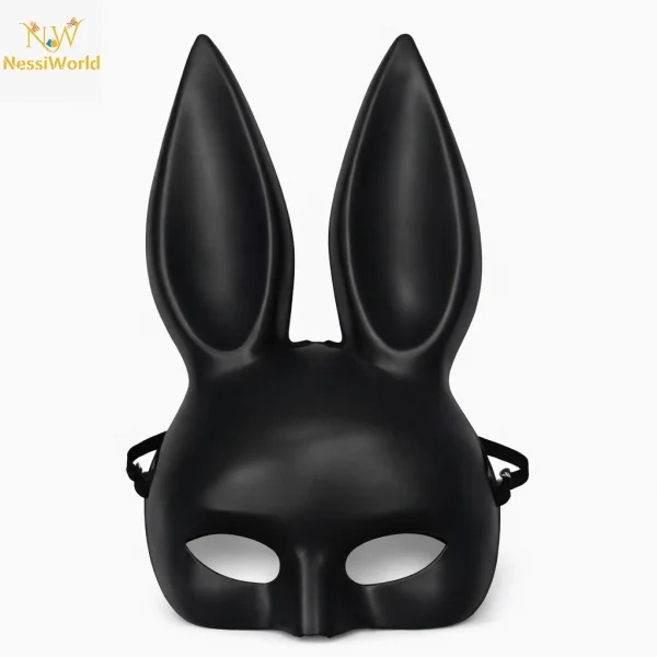 Uzun Kulaklı Siyah Lüks Tavşan Maskesi
