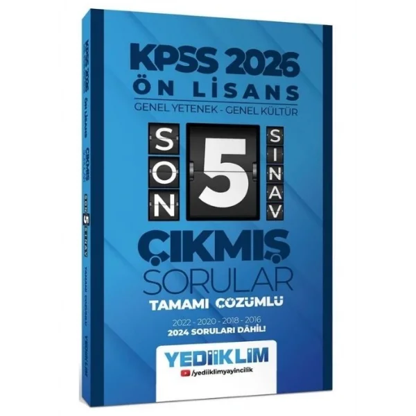 YEDİİKLİM KPSS GY GK ÖNLİSANS 5 YIL ÇIKMIŞ SORU BANKASI