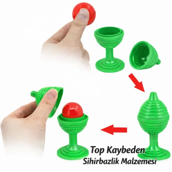 Yeşil Renk Sihirli Kupa Top Kaybetme Oyunu 7 cm