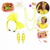 80’ler 90’lar Neon Sarı Parti Seti – Kolye Küpe Taç
