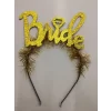 Altın Renk Bekarlığa Veda İtalik Yazı Alyanslı Bride Taç